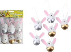 Huevos decorativos de plástico pintados para colgar 6 cm, 6 uds