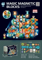 Juego de construcción magnético para niños, 292 piezas con pistas de canicas luminosas