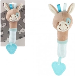 Sonajero de peluche y mordedor burro 22 cm