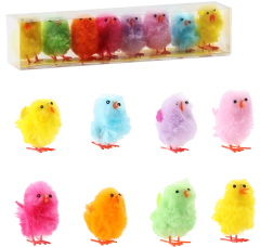 Juego de 8 pollitos de Pascua de colores – figuras decorativas