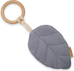 Mordedor infantil con muselina New Baby Leaf gris