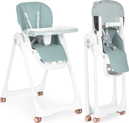 Trona infantil con altura ajustable, doble bandeja y tapizado de eco cuero ECOTOYS – verde