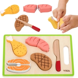 VIGA set de madera para cortar carne para niños