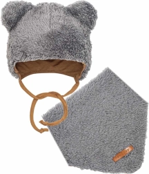 Set de invierno para bebé de gorro y pañuelo New Baby teddy bear gris