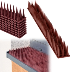 Clavos de plástico antipájaros, marrones, listones modulares 8 uds