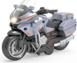 Moto de carreras gris con función pull back