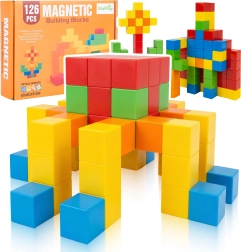 Bloques de construcción magnéticos para niños, 126 piezas
