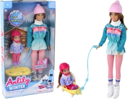 ANLILY mamá e hija en trineo – set de muñecas de invierno con trineo