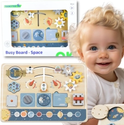 Tooky Toy tablero Montessori de madera astronauta y cohete espacial