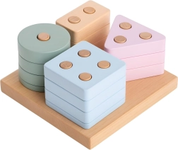 CUBIKA Pastel clasificación de formas IV – rompecabezas de madera de 17 piezas