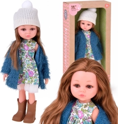 Muñeca de moda otoñal con cabello castaño de 35 cm