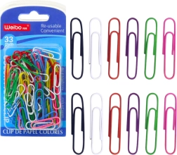 Juego de clips de papel de oficina de colores 33 mm 90 uds.