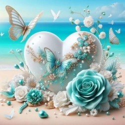 Pintura de diamantes corazón con mariposas 30 × 40 cm