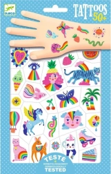 DJECO tatuajes temporales arcoíris para niños, 2 hojas (50+ diseños)