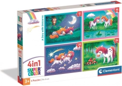 Puzzle Clementoni de unicornios 4 en 1 (12–24 piezas)