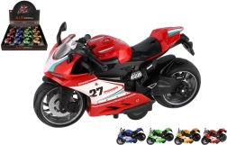 Moto de carretera de plástico 13 cm con retroceso, luz y sonido