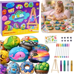 Kit creativo para pintar piedras con mini soporte