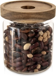 Tarro de vidrio para alimentos con tapa de madera y junta 730 ml