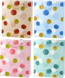 Bolsa de regalo pastel con lunares dorados