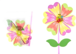 Molinillo de viento en forma de flor con varilla de plástico