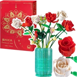 Set de construcción Roses en jarrón – blanco y rojo, 1022 piezas