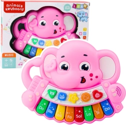Piano rosa interactivo Elefantito – Melodías, escala, sonidos de animales