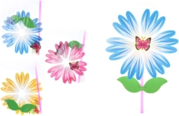Molinillo de viento con forma de flor en varilla de plástico