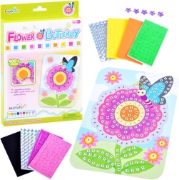 Mosaico de flor con mariposa