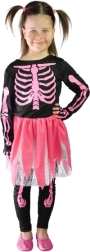 Disfraz infantil de esqueleto rosa de Halloween S