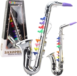 Instrumento musical infantil: saxofón plateado