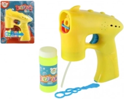 Pistola de burbujas amarilla con recarga, plástico 13 cm