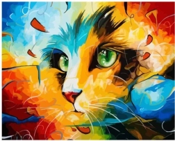 Pintura de diamantes: gato abstracto 30 × 40 cm
