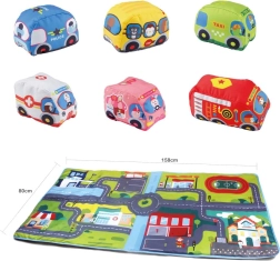 Alfombra de juego BAYO ciudad con coches de peluche