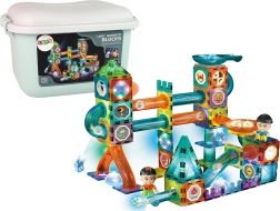 Pista de canicas magnética luminosa en caja, 150 piezas