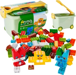 Juego de construcción para niños pequeños en maletín con ruedas, 90 piezas