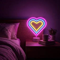 Lámpara LED de neón de colores con forma de corazón