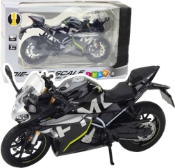 Motocicleta deportiva metálica 1:12 con luces y sonidos – negra