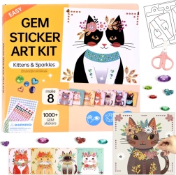 Creación con pegatinas de diamantes: gatitos y purpurina – set creativo de 8 imágenes