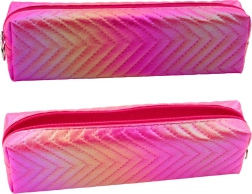 Estuche metálico rosa para niña con motivo de manzana