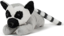 Lémur de cola anillada de peluche tumbado, 18 cm