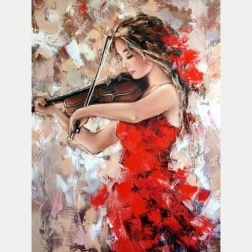 Pintura con diamantes – tocar el violín 30 × 40 cm