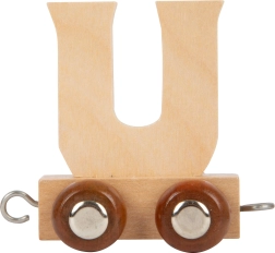 Vagón de madera con la letra U para vías de tren small foot