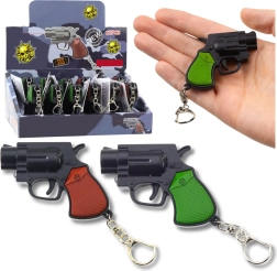 Mini llavero con forma de pistola con luz LED y láser 6,5 cm