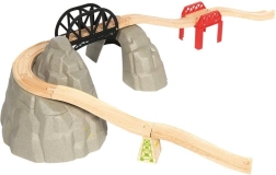 Juego de tren de madera con ferrocarril de alta montaña
