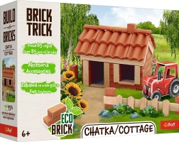 Trefl Brick Trick eco cabaña – kit de construcción con mini ladrillos reales (85 piezas)