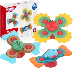 Woopie baby spinner sensorial 3 en 1 – set de coloridos juguetes con ventosa