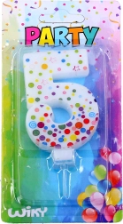 Vela de fiesta número 5 con lunares