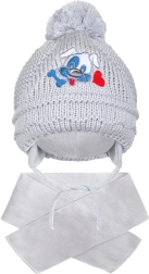 Gorro infantil de invierno con bufanda New Baby perrito gris (3–4 años)