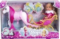 Muñeca Evi Love paseo de princesa en trineo con caballito