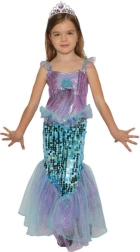 Disfraz infantil de sirena con corona, talla 7-9 años
